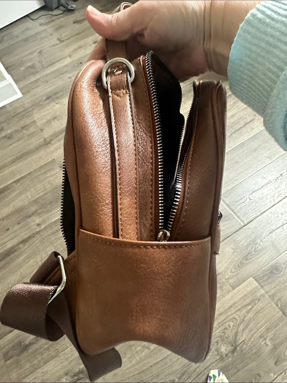 Cluci Brown Faux Leather Mini Backpack Never Used
